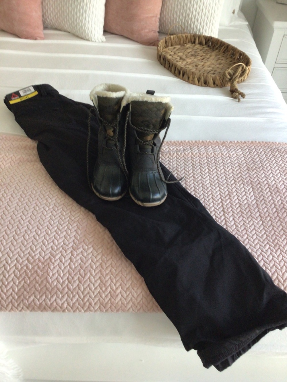 Ski pants and snow weather proof boots